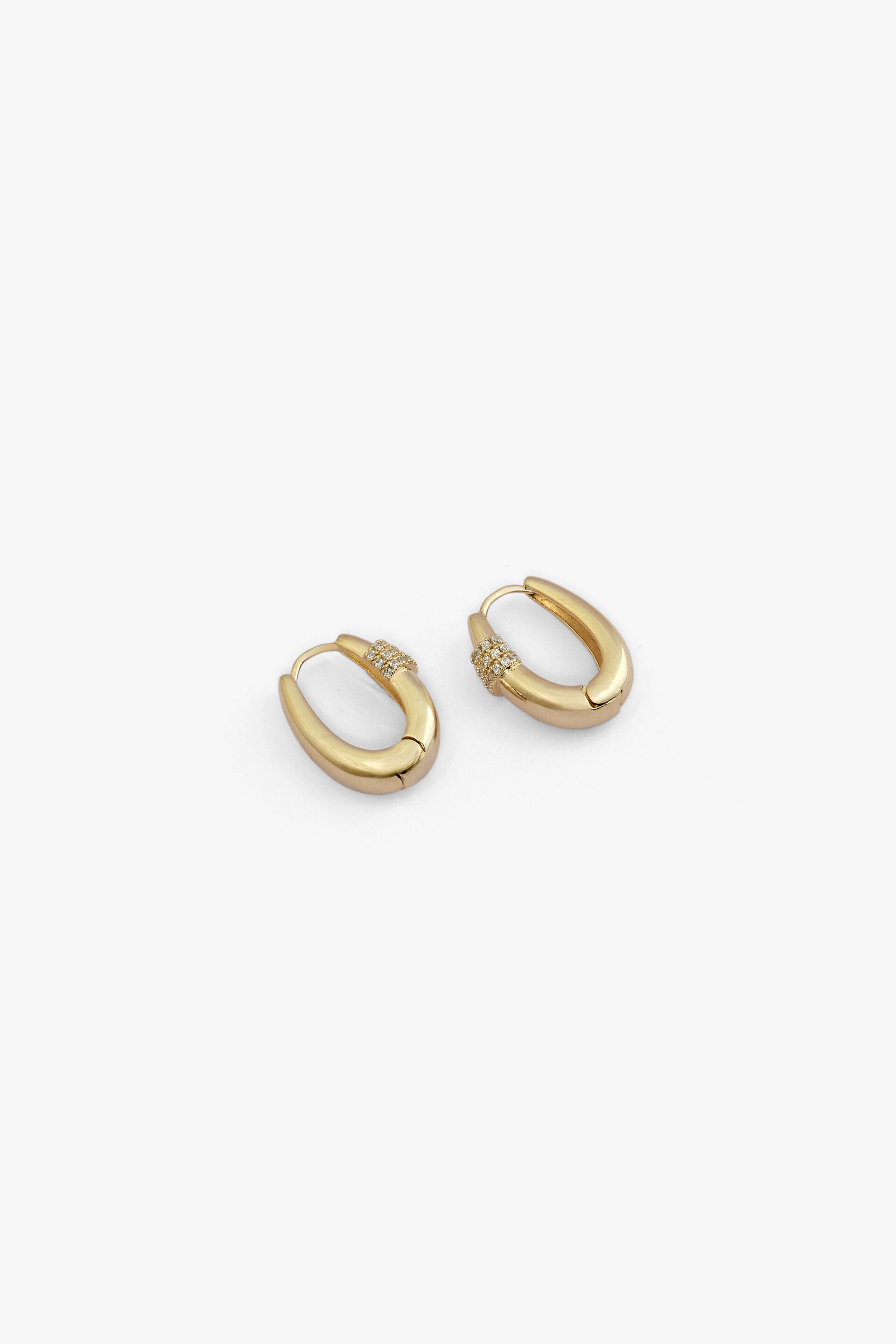 Embellished Oblong Huggie Earrings, , image 2